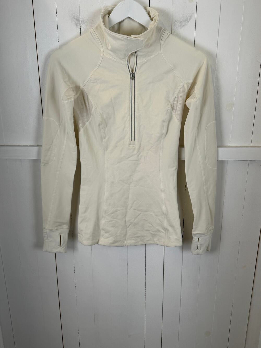 Lululemon Cream Full Zip Nylon Hoodie Sweatshirt Size 2